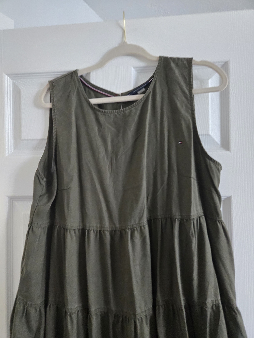Tommy Hilfiger Olive Tiered Sleeveless Dress